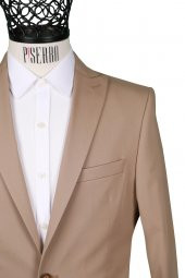 Slim Fit Klasik Desenli Bej Rengi Ceket - 2