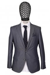 Slim Fit Pamuklu Gri Takım Elbise - 3