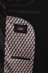 Slim Fit Yünlü Siyah Takım Elbise - 5