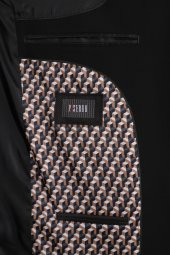 Slim Fit Yünlü Siyah Takım Elbise - 5