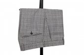 Slim Fit Kareli Yünlü Gri Takım Elbise - 4