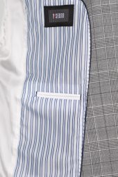 Slim Fit Kareli Yünlü Gri Takım Elbise - 5