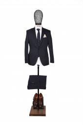 Slim Fit Lacivert Takım Elbise - 1