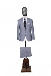 Slim Fit Mavi Takım Elbise - 1