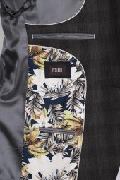 Slim Fit Yünlü Antrasit Rengi Takım Elbise - 5