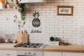 Ananas Duvar Dekoru + Kitchen Yazısı Duvar Süsü Ananas Tablosu - 1