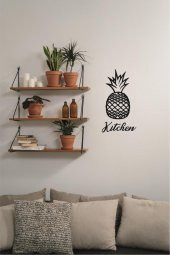 Ananas Duvar Dekoru + Kitchen Yazısı Duvar Süsü Ananas Tablosu - 7