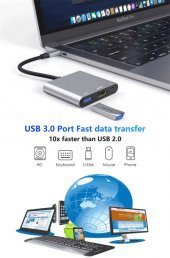 Sunline 170676 USB Type C-USB3.0+HDMI(4K*2K)+Type - 2