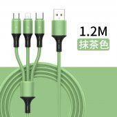 Mars 1.2 Metre Yeşil 3 Uçlu (Micro USB Type-C Iphone) Şarj Kablosu - 1