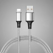 Mars 2 Metre Gri iPhone Lightning 2.4A Naylon Örgü Şarj ve Data Kablosu - 1