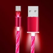 Mars 1 Metre Kırmızı LED Akışlı Manyetik Iphone Lightning 2.4A Şarj Kablosu - 2