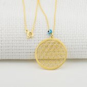 Yaşam Çiçeği Nazarlı Bayan Gümüş Kolye thumbnail 3