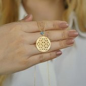 Yaşam Çiçeği Nazarlı Bayan Gümüş Kolye thumbnail 1