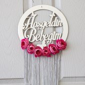 Hoşgeldin Bebeğim Yazılı Çocuk Odası Tasarım Kapı Süsü - 3