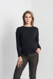 Kadın SİYAH OMUZU DUGMELİ TRİKO KAZAK 21K47532-99 3 - 1