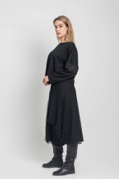 Kadın SİYAH Crop Kalıp Salaş Kesim Bluz 21K47170-99 3 - 2