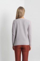 Kadın GRI KAYIK YAKA  PİKE ÖRGÜ TRİKO 21K47563-06 3 - 2