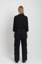Kadın SİYAH Crop Kalıp Salaş Kesim Tül Detaylı Bluz 21K47177-99 3 - 3