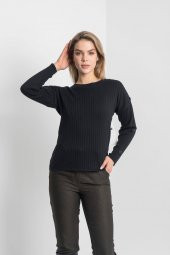 Kadın SİYAH OMUZU DUGMELİ TRİKO KAZAK 21K47532-99 3 - 3