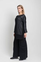 Kadın SİYAH Rahat Kesim Turvakat Kol Tunik 21K47165-99 3 - 3