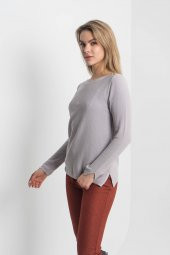 Kadın GRI KAYIK YAKA  PİKE ÖRGÜ TRİKO 21K47563-06 3 - 3