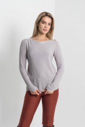 Kadın GRI KAYIK YAKA  PİKE ÖRGÜ TRİKO 21K47563-06 3 - 4