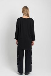 Kadın SİYAH Rahat Kesim Turvakat Kol Tunik 21K47165-99 3 - 4