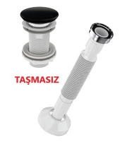 Lavabo Sifonu Clik-Clack Pup-Up Siyah Seramik Kafa Taşmasız - 1