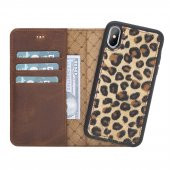Bouletta Apple iPhone XS Max Uyumlu Deri Cüzdanlı Kılıf  Leopar - 1