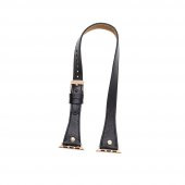 Bouletta Apple Watch Deri Kordon 42-44mm Slim Çift Tur Gold Trok RST1 Siyah - 3