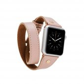 Bouletta Apple Watch Uyumlu Deri Kordon 42-44-45mm Slim Double Tour GT NU1 Pembe - 1