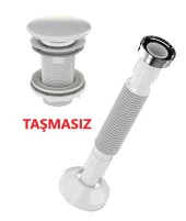 Lavabo Sifonu Clik-Clack Pup-Up Beyaz Seramik Kafa Taşmasız - 1