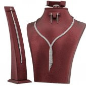 3 Sıra Çarpraz Örgü Gümüş Bayan Set - 1