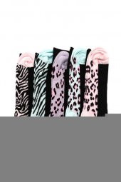 5li Kadın Leopar Desen Asortili Çorap 3470B-B5 - 7