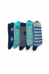 5li Erkek Çocuk Yıldız ve Çember Desenli Asortili Çorap 2470B-B5 thumbnail 1