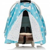 IŞŞIL Moje Poplin Puset Bebek Arabası Örtüsü Mavi Yıldız - 1