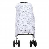 IŞŞIL Sevi Bebe Müslin Bebek Arabası Örtüsü ART-42 Gri Yıldız - 3