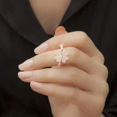 Gümüş Açılır Kapanır Yonca İsimli Kolye - 3