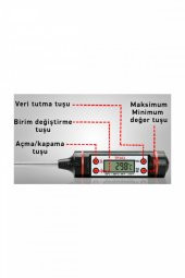 Termometre Sıvı Gıda Et Su Sıcaklık Ölçer Siyah thumbnail 2