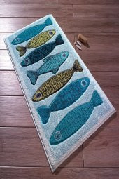 Fishy 2li Set Klozet Takımı Banyo Paspası Mavi - 1