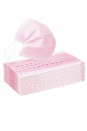 Tek Kullanımlık Pembe 3 Katlı Telli Cerrahi Yüz Maske 50 Adet - 1