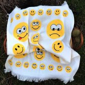 Saçaklı Mutfak El Havlusu 3lü Set Emoji 100 Pamuk - 1