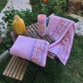 Banyo Havlusu 3 lü Takım Turuncu Model 100 Pamuk thumbnail 1