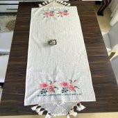 Kanaviçe Runner- Buzdolabı Örtüsü Pembe 100 Pamuk - 1