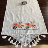 Kanaviçe Runner- Buzdolabı Örtüsü Turuncu 100 Pamuk - 1