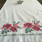 Kanaviçe Runner- Buzdolabı Örtüsü Bordo 100 Pamuk - 2