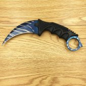 CS GO Mavi İşlemeli Karambit - Keskin Bıçak, Paslanmaz Çelik, Plastik Saplı, İpli, Kılıflı 19cm - 4