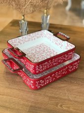 AROW 2 Lİ KARE KIRMIZI FIRIN KABI 33*27-28-22 CM - 1