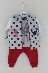 Puanlı Mickey Desenli 3lü Kız Takım 6-12-18 Ay - 1