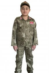 5li Unisex Bordo Bereli Çocuk Askeri Kamuflaj Nano Takım - 4
